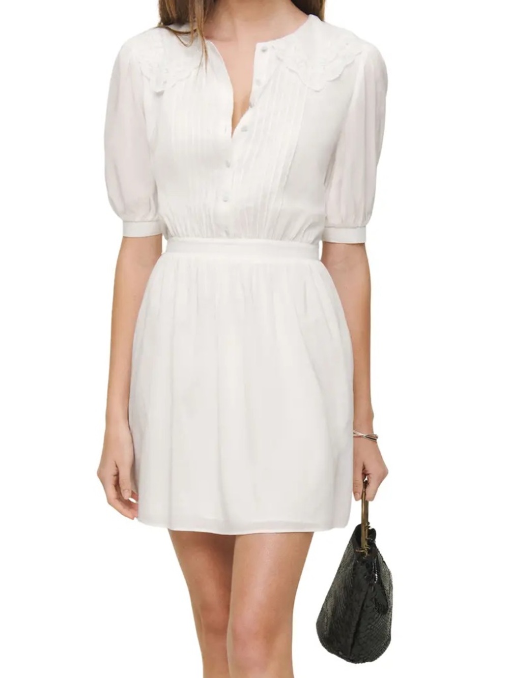 Reformation White Lace Collar Midi Dress
